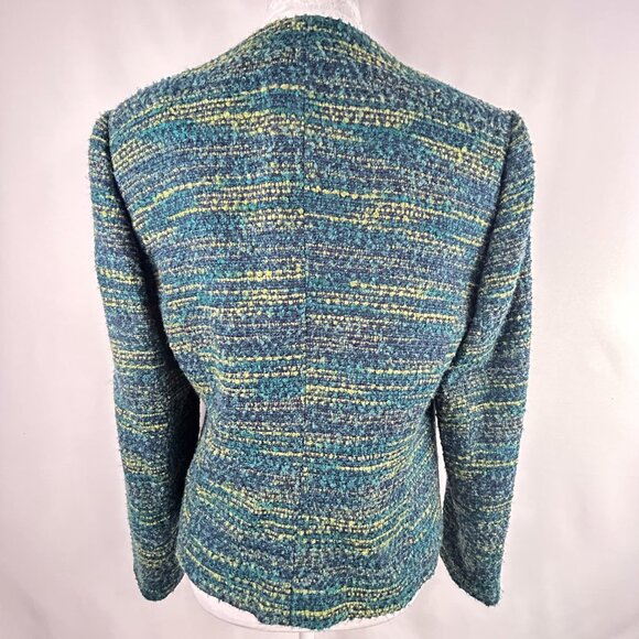 Laura Petites Classic Chic Tweed Jacket Green Teal Navy – US 12P - Picture 6 of 9